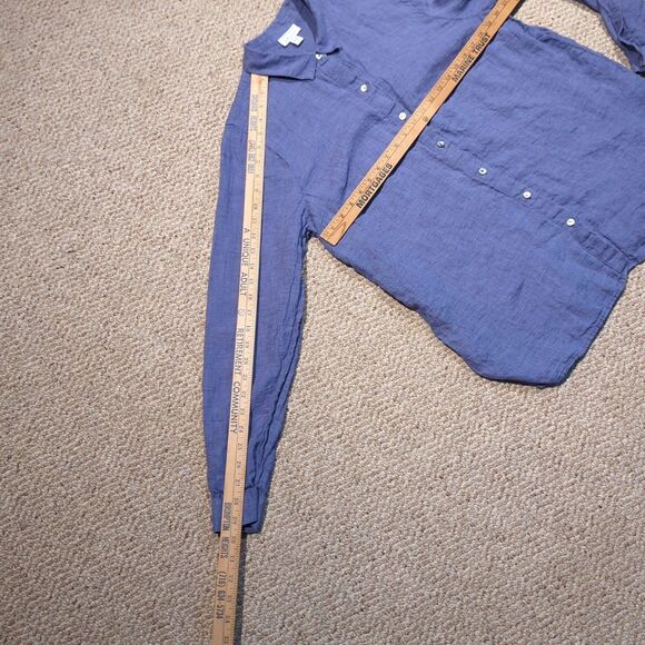 J.Jill Love Linen Button Up Shirt Womens Large Tall Purple Long Sleeve Coastal - Picture 3 of 8